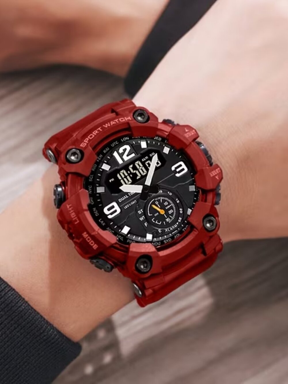 Men’s Digital Sports Watch Dual Display TPU Strap Fashion Watch